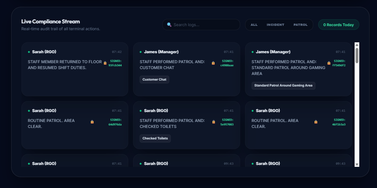 The Live compliance stream